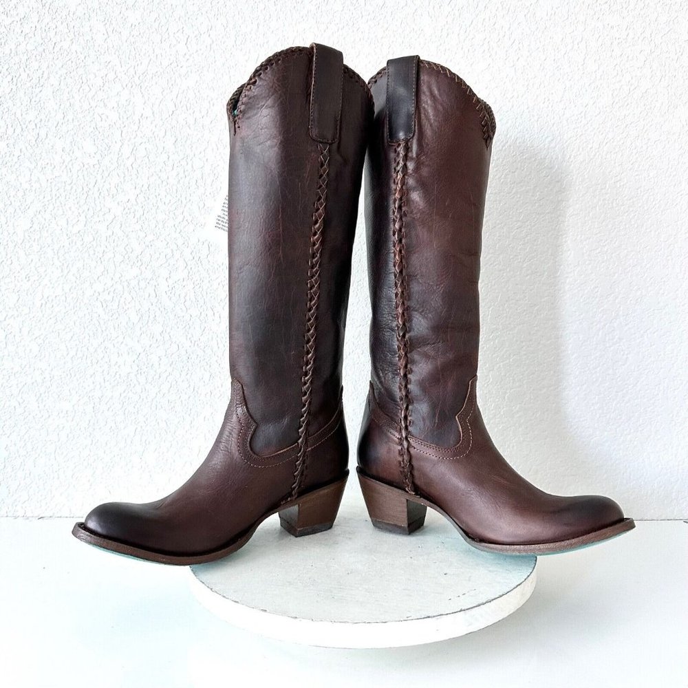 Women’s Brown Leather Heeled Boots - Picture 8 of 12